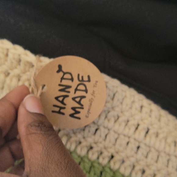 Cream and Sage Crochet Infinity Scarf - Picture 4 of 7